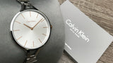 Buy Shop Calvin Klein Graphic Silver Dial Silver Steel Strap Watch for Women - K7E23B46 USA Online