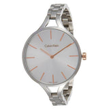 Buy Shop Calvin Klein Graphic Silver Dial Silver Steel Strap Watch for Women - K7E23B46 USA Online