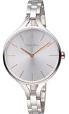 Buy Shop Calvin Klein Graphic Silver Dial Silver Steel Strap Watch for Women - K7E23B46 USA Online