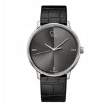 Buy Shop Calvin Klein Grey Dial Black Leather Strap Watch for Women - K2Y2Y1CU USA Online