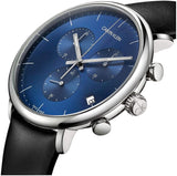 Buy Shop Calvin Klein High Noon Chronograph Blue Dial Black Leather Strap Watch for Men - K8M271CN USA Online