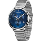 Buy Shop Calvin Klein High Noon Chronograph Blue Dial Silver Mesh Bracelet Watch for Men - K8M2712N USA Online