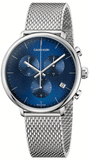Buy Shop Calvin Klein High Noon Chronograph Blue Dial Silver Mesh Bracelet Watch for Men - K8M2712N USA Online
