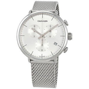 Buy Shop Calvin Klein High Noon Silver Dial Silver Mesh Bracelet Watch for Men - K8M27126 USA Online