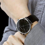Buy Shop Calvin Klein High Noon Quartz Black Dial Black Leather Strap Watch for Men - K8M211C1 USA Online