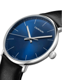 Buy Shop Calvin Klein High Noon Quartz Blue Dial Black Leather Strap Watch for Men - K8M211CN USA Online