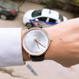 Buy Shop Calvin Klein High Noon Silver Dial Brown Leather Strap Watch for Men - K8M216G6 USA Online