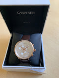 Buy Shop Calvin Klein High Noon Silver Dial Brown Leather Strap Watch for Men - K8M276G6 USA Online