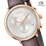 Buy Shop Calvin Klein High Noon Silver Dial Brown Leather Strap Watch for Men - K8M276G6 USA Online