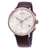 Buy Shop Calvin Klein High Noon Silver Dial Brown Leather Strap Watch for Men - K8M276G6 USA Online