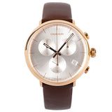 Buy Shop Calvin Klein High Noon Silver Dial Brown Leather Strap Watch for Men - K8M276G6 USA Online