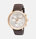 Buy Shop Calvin Klein High Noon Silver Dial Brown Leather Strap Watch for Men - K8M276G6 USA Online