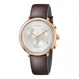 Buy Shop Calvin Klein High Noon Silver Dial Brown Leather Strap Watch for Men - K8M276G6 USA Online