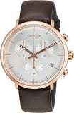 Buy Shop Calvin Klein High Noon Silver Dial Brown Leather Strap Watch for Men - K8M276G6 USA Online