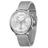 Buy Shop Calvin Klein High Noon Silver Dial Silver Mesh Bracelet Watch for Men - K8M27126 USA Online