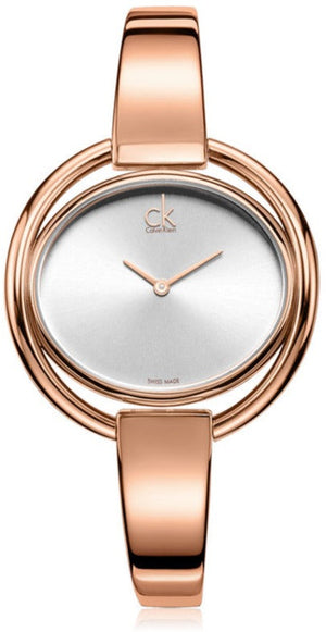 Buy Shop Calvin Klein Impetuos Silver Dial Rose Gold Steel Strap Watch for Women - K4F2N616 USA Online