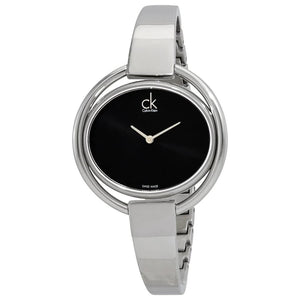 Buy Shop Calvin Klein Impetuous Black Dial Silver Steel Strap Watch for Women - K4F2N111 USA Online