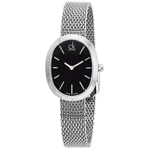 Buy Shop Calvin Klein Incentive Black Dial Silver Mesh Bracelet Watch for Women - K3P23121 USA Online