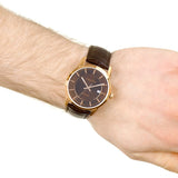 Buy Shop Calvin Klein Infinity Brown Dial Brown Leather Strap Watch for Men - K5S346GK USA Online