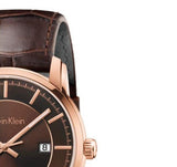 Buy Shop Calvin Klein Infinity Brown Dial Brown Leather Strap Watch for Men - K5S346GK USA Online