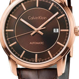 Buy Shop Calvin Klein Infinity Brown Dial Brown Leather Strap Watch for Men - K5S346GK USA Online