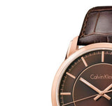 Buy Shop Calvin Klein Infinity Brown Dial Brown Leather Strap Watch for Men - K5S346GK USA Online