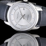 Buy Shop Calvin Klein Infinity Silver Dial Black Leather Strap Watch for Men - K5S341C6 USA Online