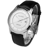 Buy Shop Calvin Klein Infinity Silver Dial Black Leather Strap Watch for Men - K5S341C6 USA Online