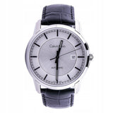 Buy Shop Calvin Klein Infinity Silver Dial Black Leather Strap Watch for Men - K5S341C6 USA Online