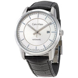 Buy Shop Calvin Klein Infinity Silver Dial Black Leather Strap Watch for Men - K5S341C6 USA Online