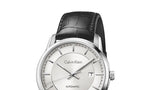 Buy Shop Calvin Klein Infinity Silver Dial Black Leather Strap Watch for Men - K5S341C6 USA Online