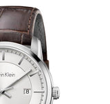 Buy Shop Calvin Klein Infinity Silver Dial Brown Leather Strap Watch for Men - K5S341G6 USA Online