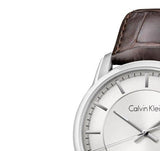 Buy Shop Calvin Klein Infinity Silver Dial Brown Leather Strap Watch for Men - K5S341G6 USA Online
