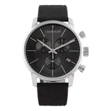 Calvin Klein City Chronograph Black Dial Black Leather Strap Watch for Men - K2G271C3