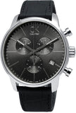 Calvin Klein City Chronograph Black Dial Black Leather Strap Watch for Men - K2G271C3