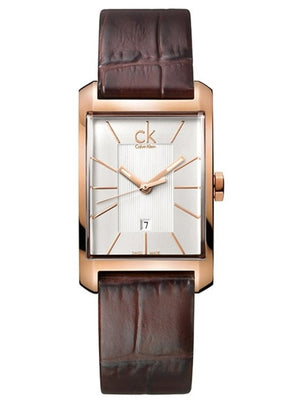 Buy Shop Calvin Klein Window White Dial Brown Leather Strap Watch for Women - K2M23620 USA Online