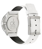 Calvin Klein Accent White Dial White Leather Strap Watch for Women - K2Y2Y1K6