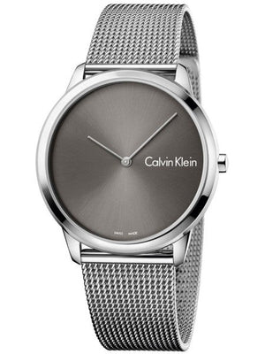 Buy Shop Calvin Klein Minimal Grey Dial Silver Mesh Bracelet Watch for Men - K3M211Y3 USA Online