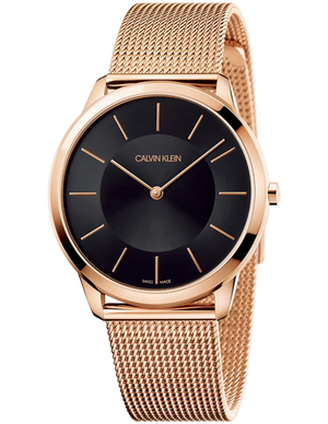 Buy Shop Calvin Klein Minimal Black Dial Rose Gold Mesh Bracelet Watch for Men - K3M2162Y USA Online