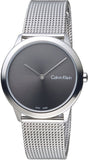 Buy Shop Calvin Klein Minimal Grey Dial Silver Mesh Bracelet Watch for Women - K3M221Y3 USA Online