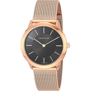 Buy Shop Calvin Klein Minimal Black Dial Rose Gold Mesh Bracelet Watch for Women - K3M2262Y USA Online