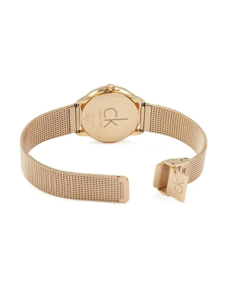 Buy Shop Calvin Klein Minimal White Dial Rose Gold Mesh Bracelet Watch for Women - K3M23626 USA Online