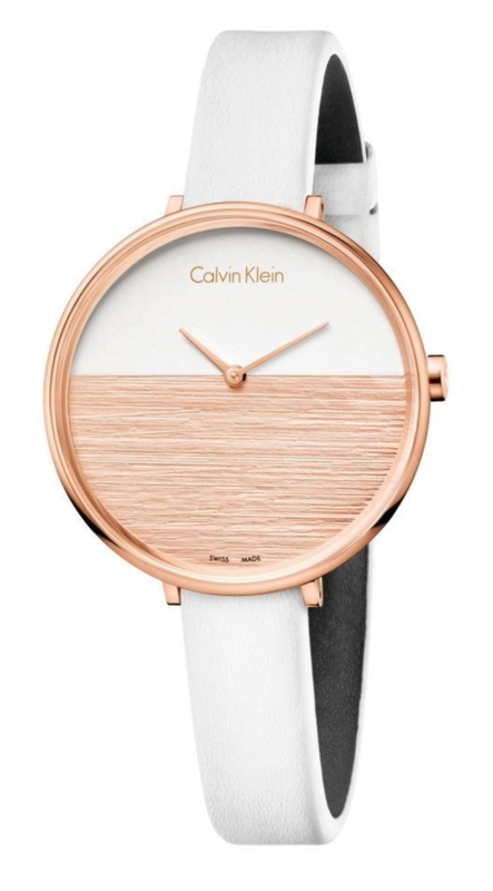 Buy Shop Calvin Klein Rise White Dial White Leather Strap Watch for Women - K7A236LH USA Online