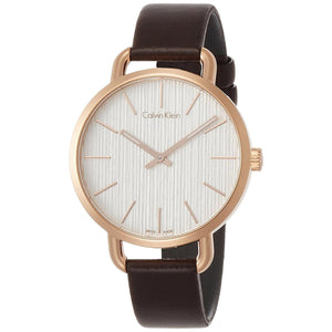 Buy Shop Calvin Klein Even White Dial Brown Leather Strap Watch for Women - K7B236G6 USA Online
