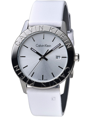 Buy Shop Calvin Klein Steady Silver Dial White Leather Strap Watch for Women - K7Q211L6 USA Online