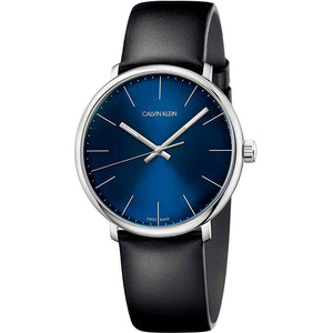 Buy Shop Calvin Klein High Noon Quartz Blue Dial Black Leather Strap Watch for Men - K8M211CN USA Online
