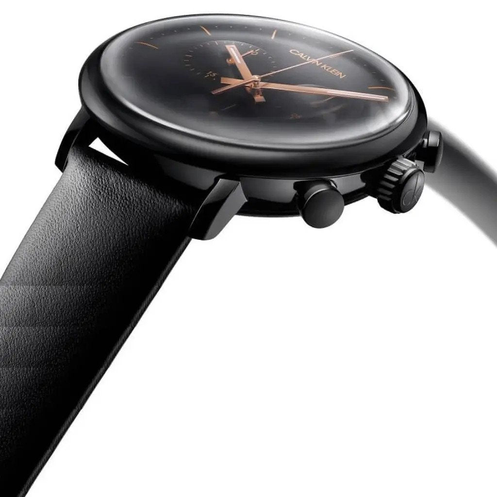 Buy Shop Calvin Klein High Noon Black Dial Black Leather Strap Watch for Men - K8M274CB USA Online