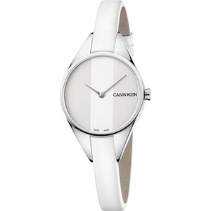 Buy Shop Calvin Klein Rebel White Dial White Leather Strap Watch for Women - K8P231L6 USA Online