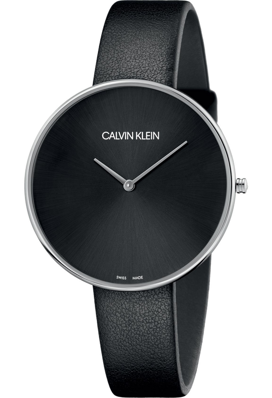 Buy Shop Calvin Klein Full Moon Black Dial Black Leather Strap Watch for Women - K8Y231C1 USA Online