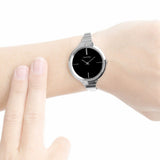 Buy Shop Calvin Klein Lively Black Dial Silver Steel Strap Watch for Women - K4U23121 USA Online